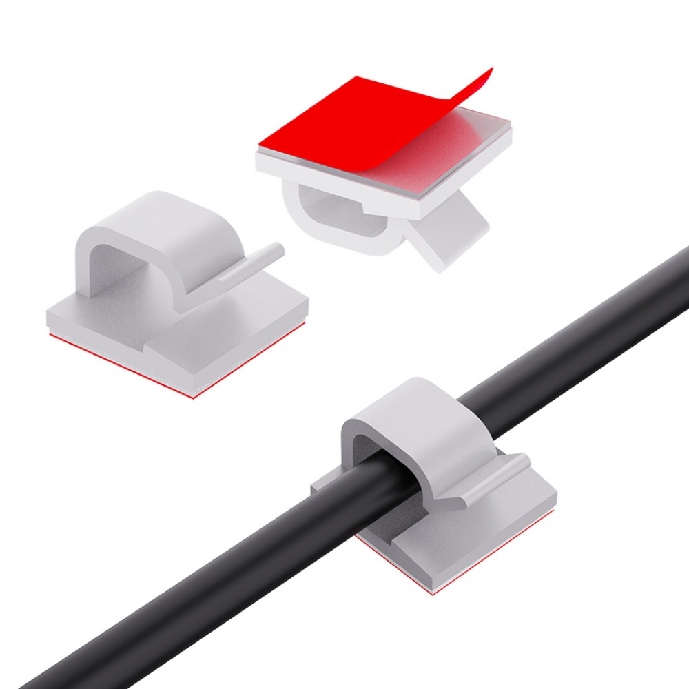 R Shape Transparent Plastic Ca - Desk Cable Clip のレビューと価格