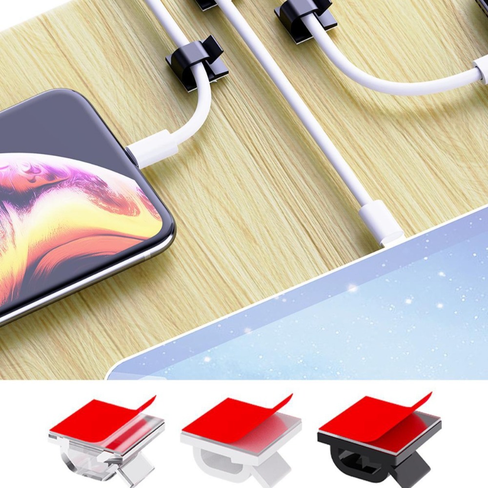R Shape Transparent Plastic Ca - Desk Cable Clip のレビューと価格