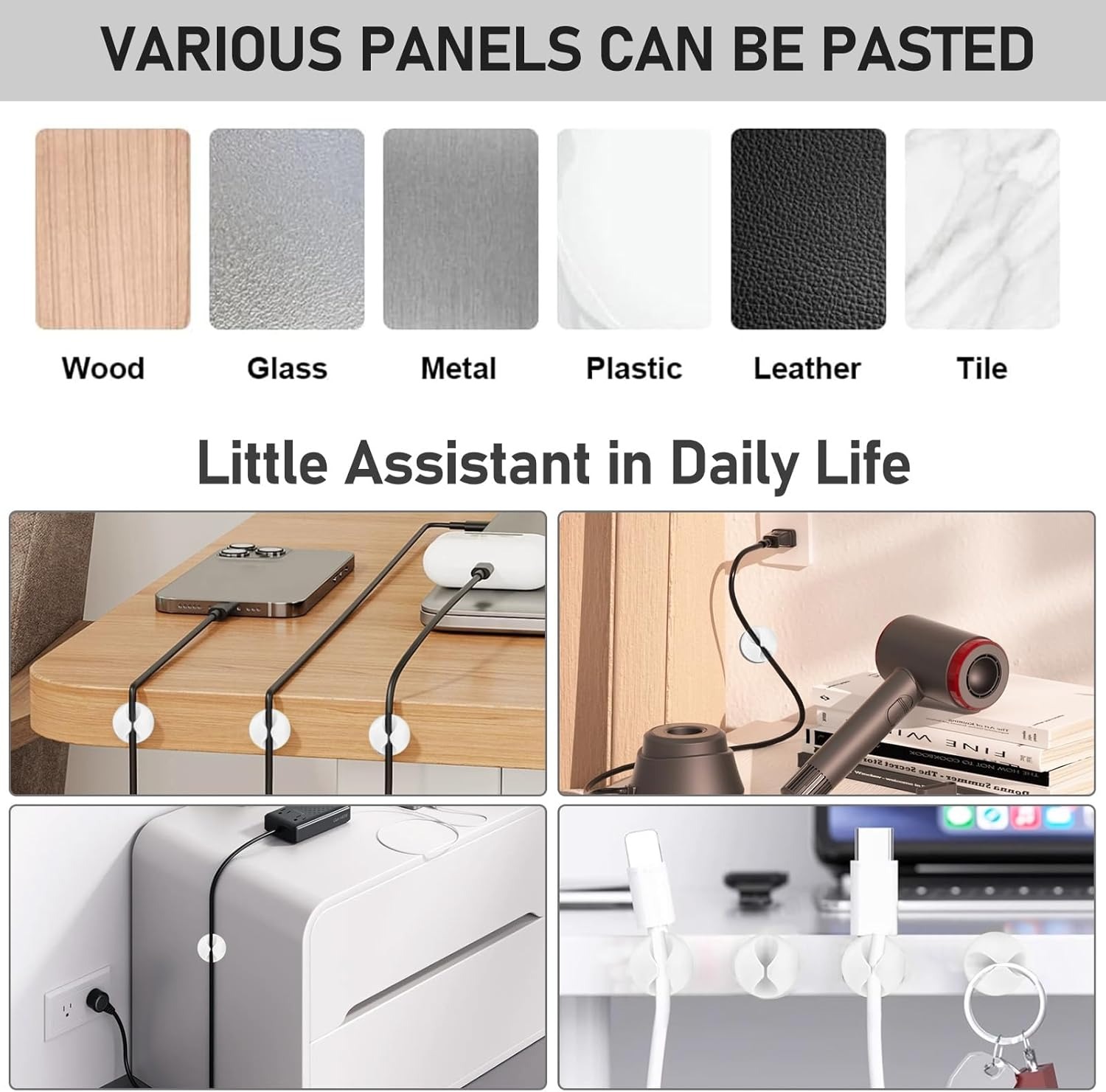 4 Pack Cable Clips, Wire Organ - Desk Cable Clip のレビューと価格