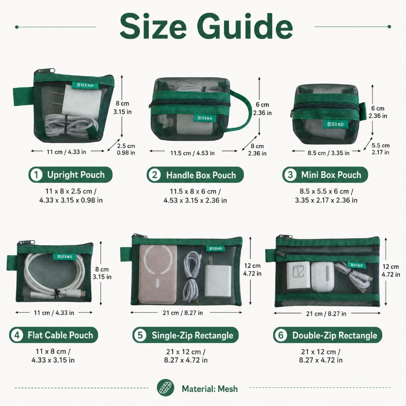 6PCS Mesh Tech Organizer Pouch - Tech Woven Accessories のレビューと価格