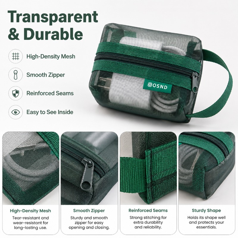 6PCS Mesh Tech Organizer Pouch - Tech Woven Accessories のレビューと価格