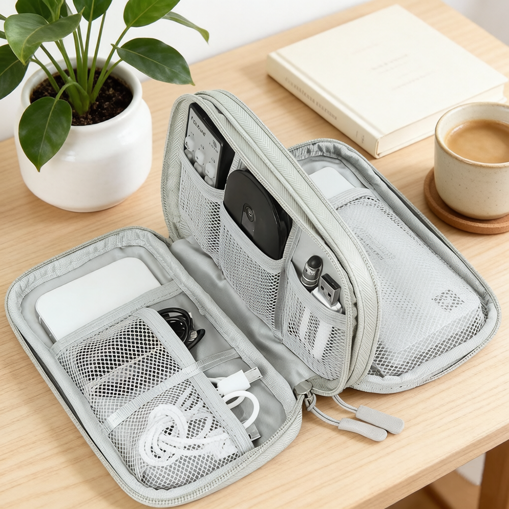 Portable Double Layer Electron - Tech Accessories Storage のレビューと価格