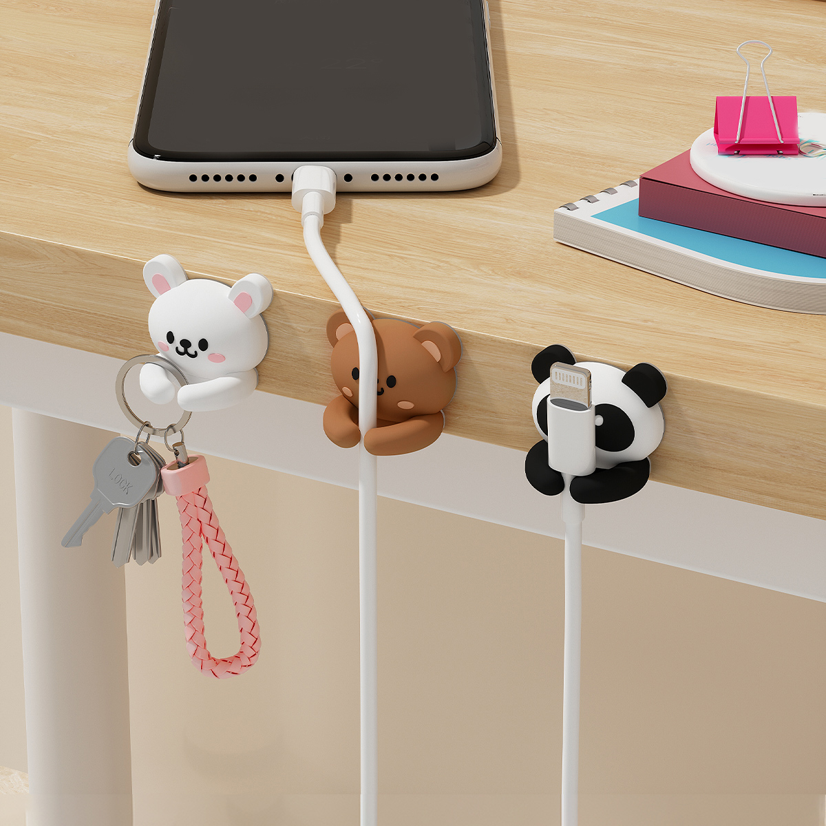 2/3pcs Cute Cartoon Desktop Ca - Desk Cable Clip のレビューと価格
