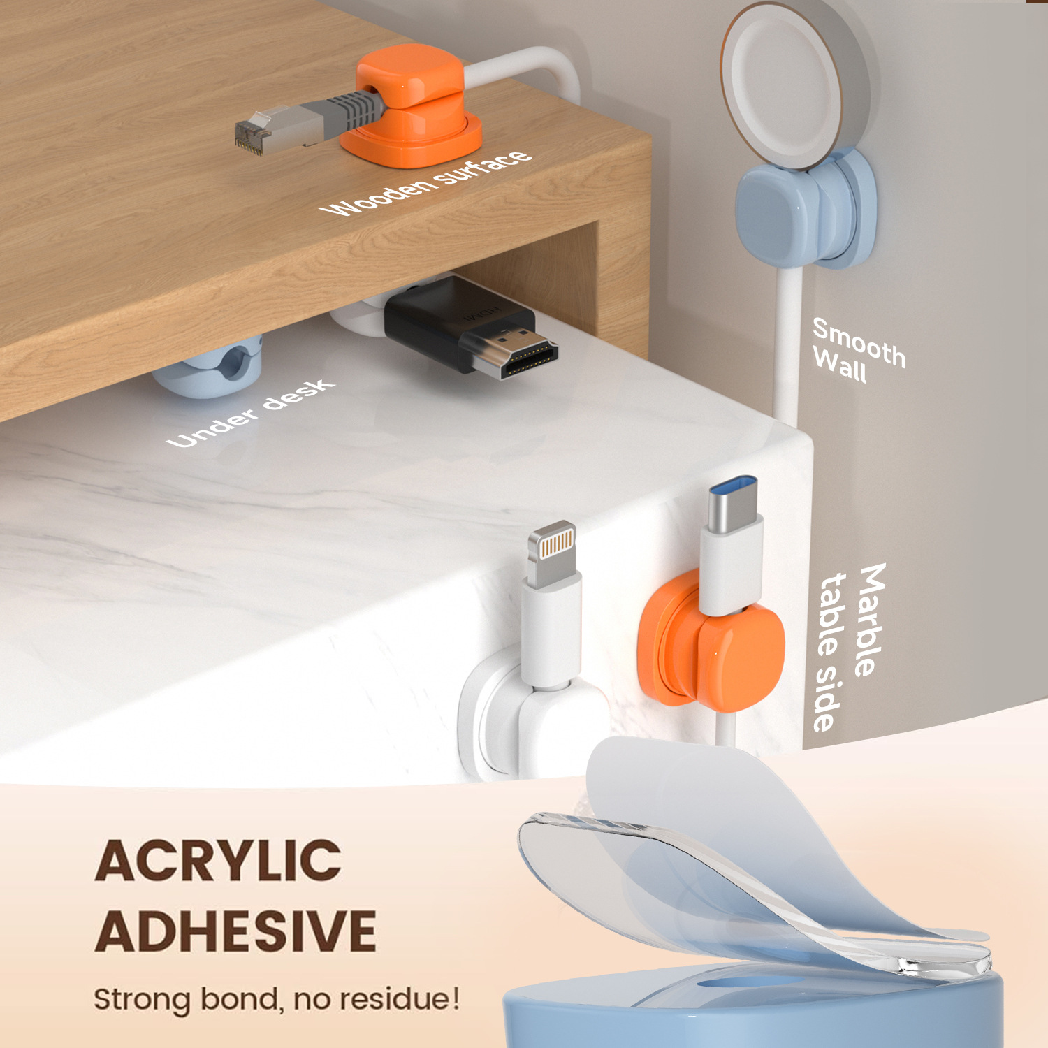 adhesive cable organizer Cable - Desk Cable Clip のレビューと価格