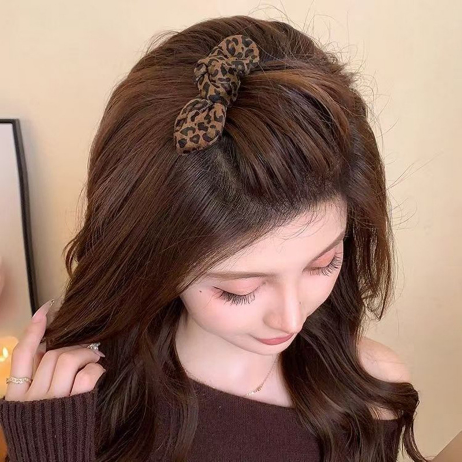 1PCLeopard Print Bow Hair Comb - Tech Accessories Women のレビューと価格