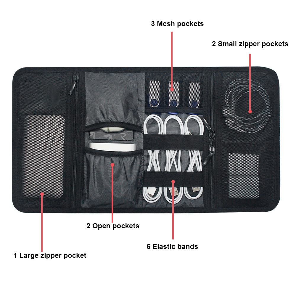 Tech Organizer Bag Cable Stora - Tech Accessories Storage のレビューと価格