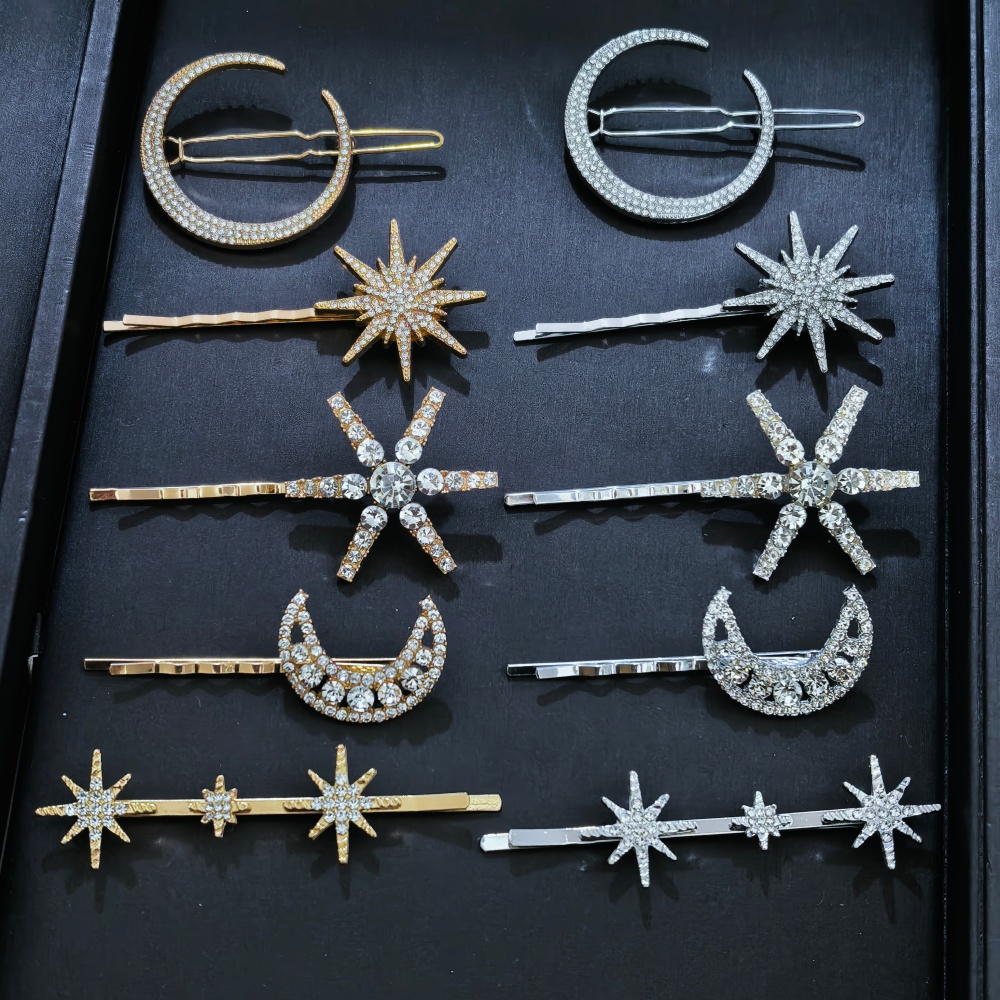 3/4 pcs set Crystal Star Hairp - Tech Accessories Women のレビューと価格