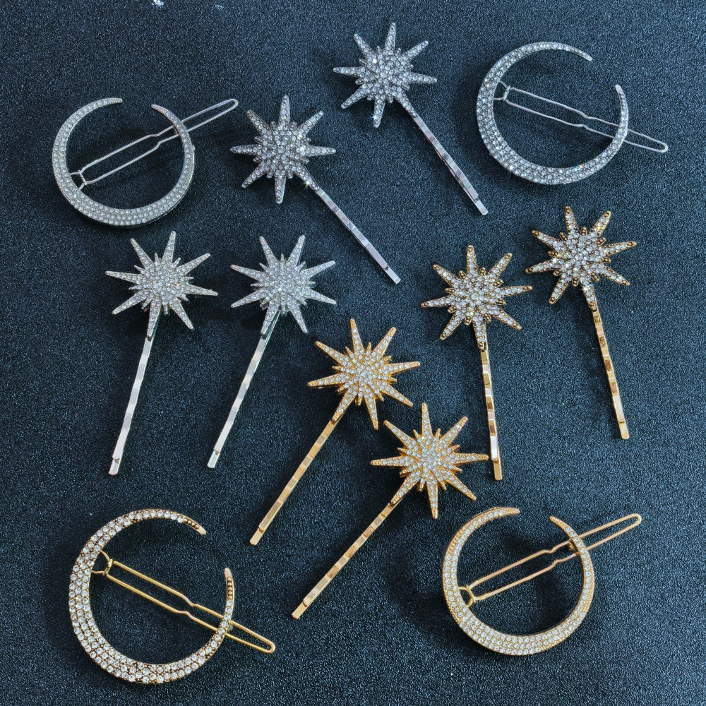 3/4 pcs set Crystal Star Hairp - Tech Accessories Women のレビューと価格