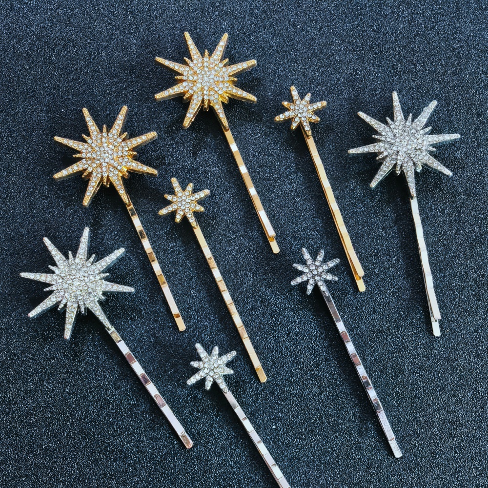 3/4 pcs set Crystal Star Hairp - Tech Accessories Women のレビューと価格