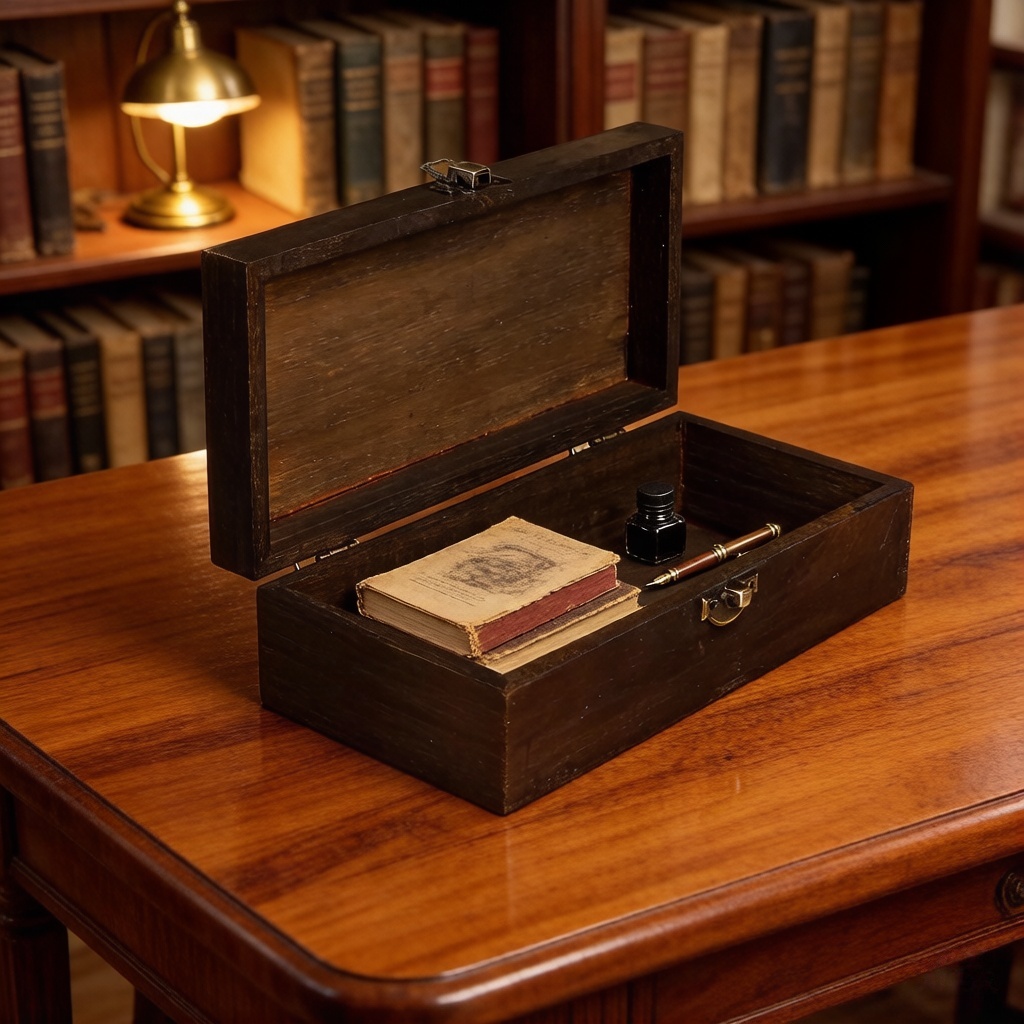 Vintage Dark Wood Storage Box  - Tech Accessories Storage のレビューと価格