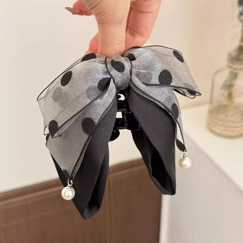 Elegant Gray Polka Dot Bow Hai - Hi Tech Accessories のレビューと価格