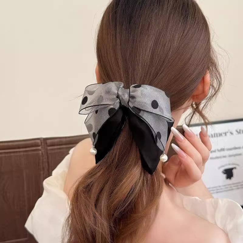 Elegant Gray Polka Dot Bow Hai - Hi Tech Accessories のレビューと価格
