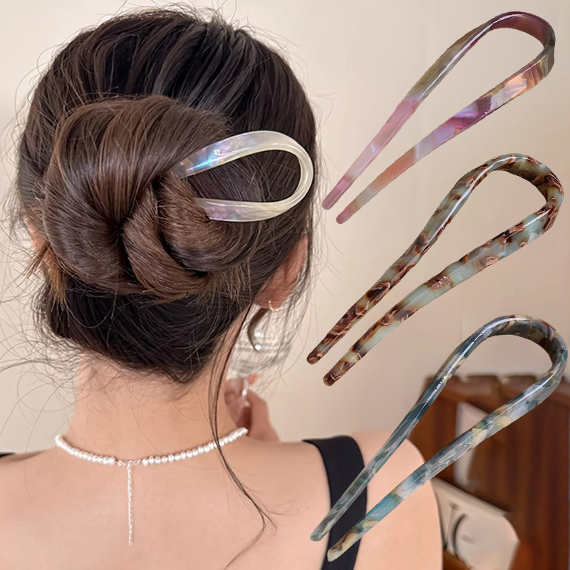 U-Shaped Hair Sticks Acetate A - Tech Accessories Women のレビューと価格